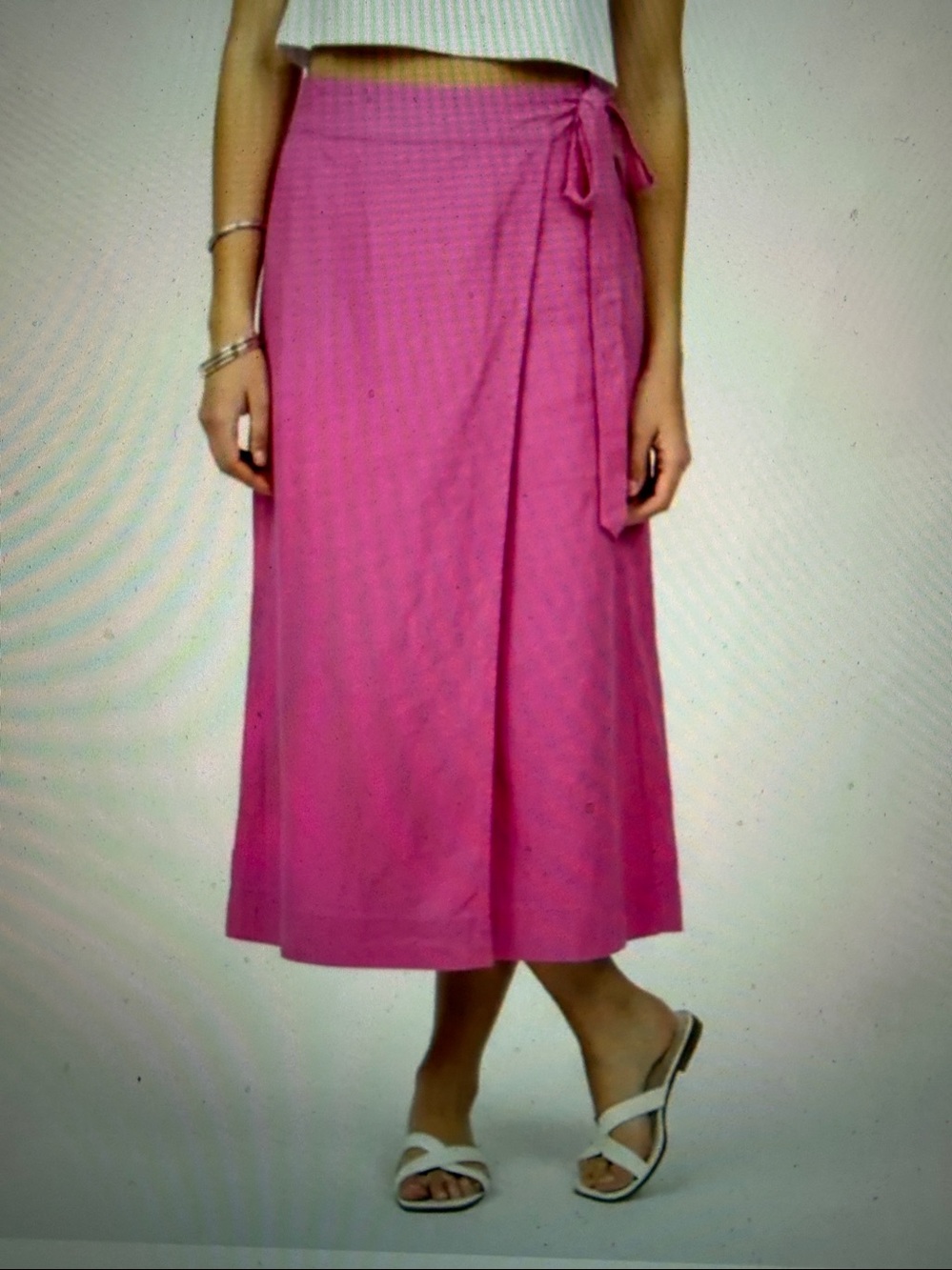 a new day Pink Faux Wrap Midi Skirt